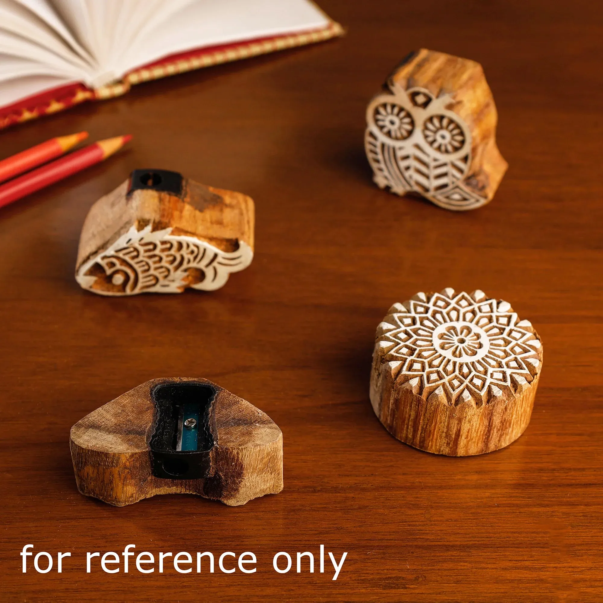 Peacock - Hand Carved Sheesham Wood Block Sharpener