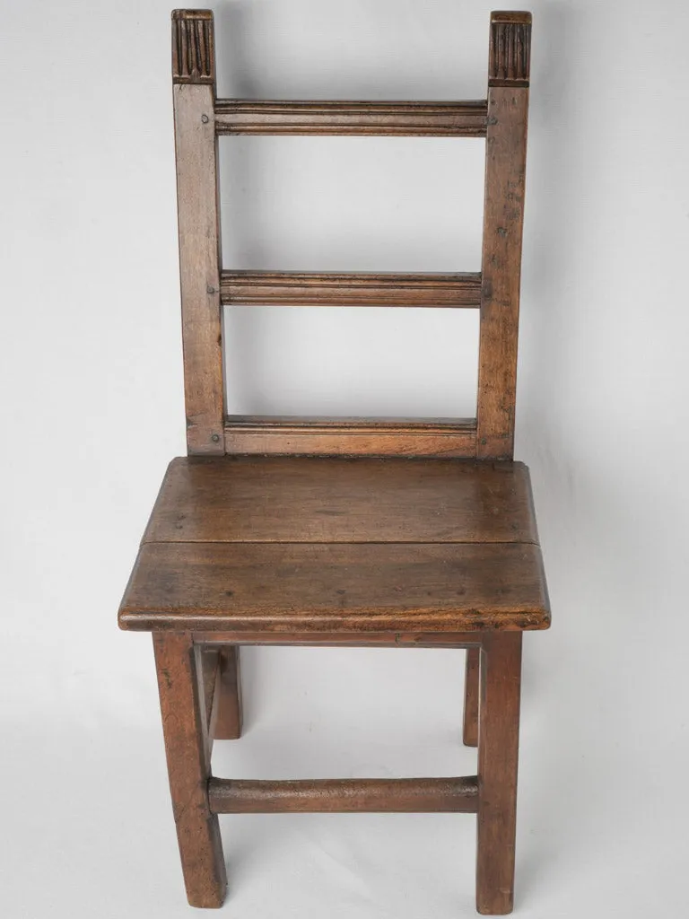 Petite 18th-Century French Walnut Ladderback Chair