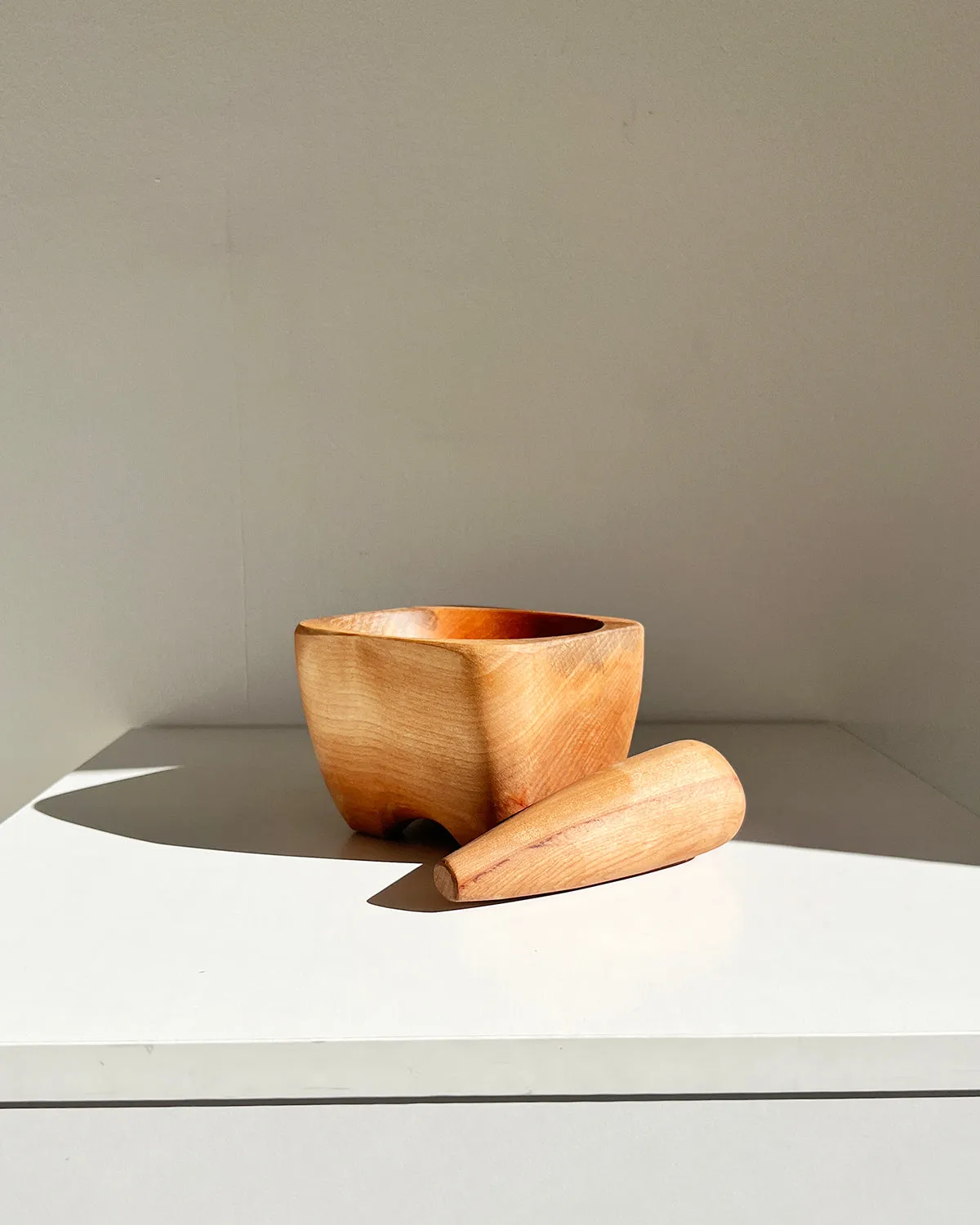 Rauli Hand Carved Solid Wood Mortar and Pestle