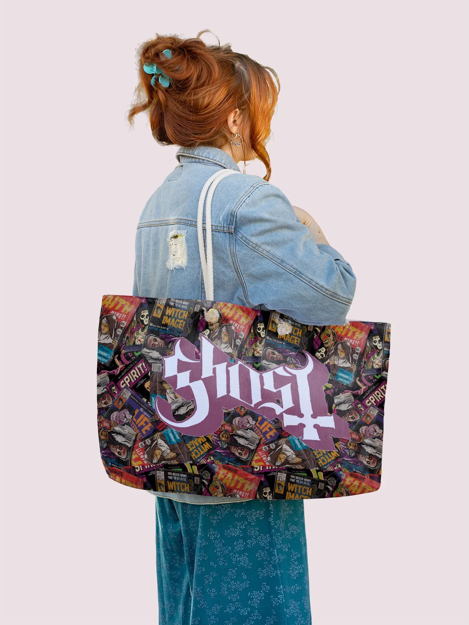 Rocksax Ghost Rope Handled Beach Bag - Magazines