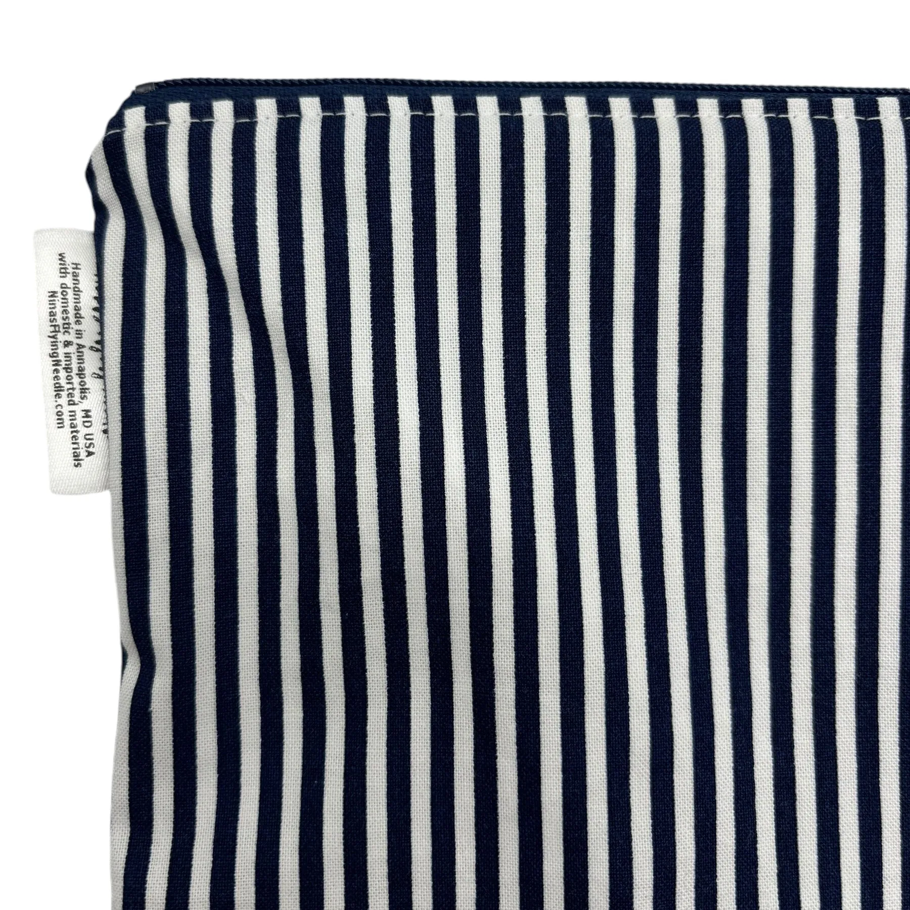 Sandwich Sized Reusable Zippered Bag Gingham Navy Blue