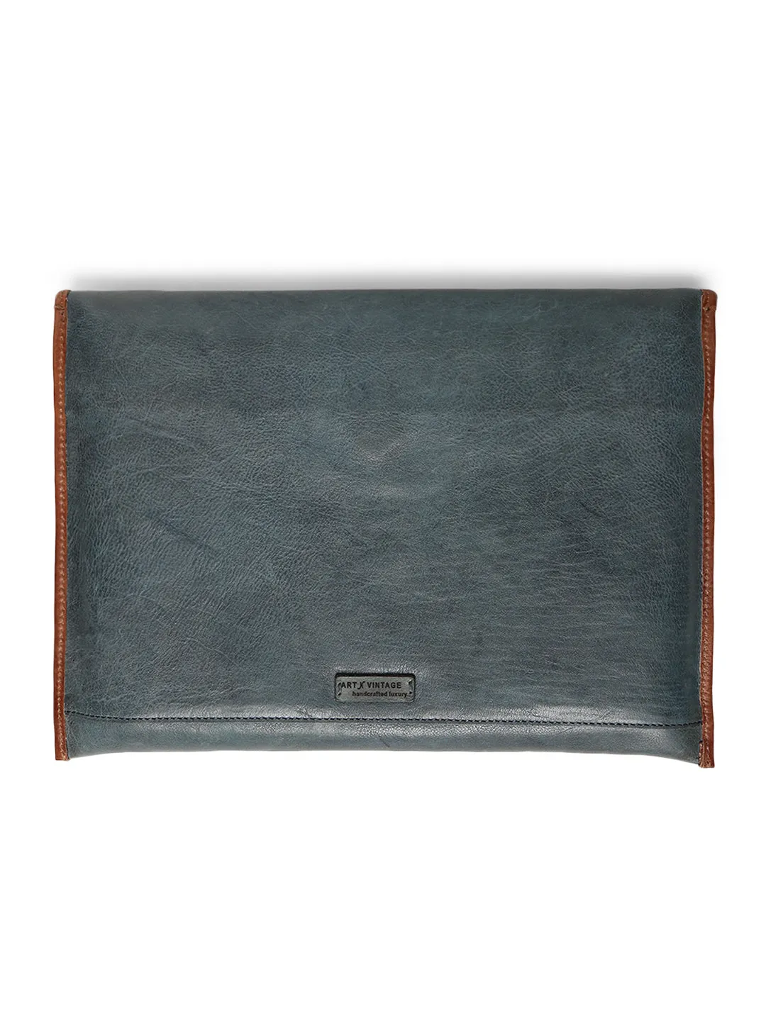 SleekSkin: Navy Genuine Leather Laptop Sleeves