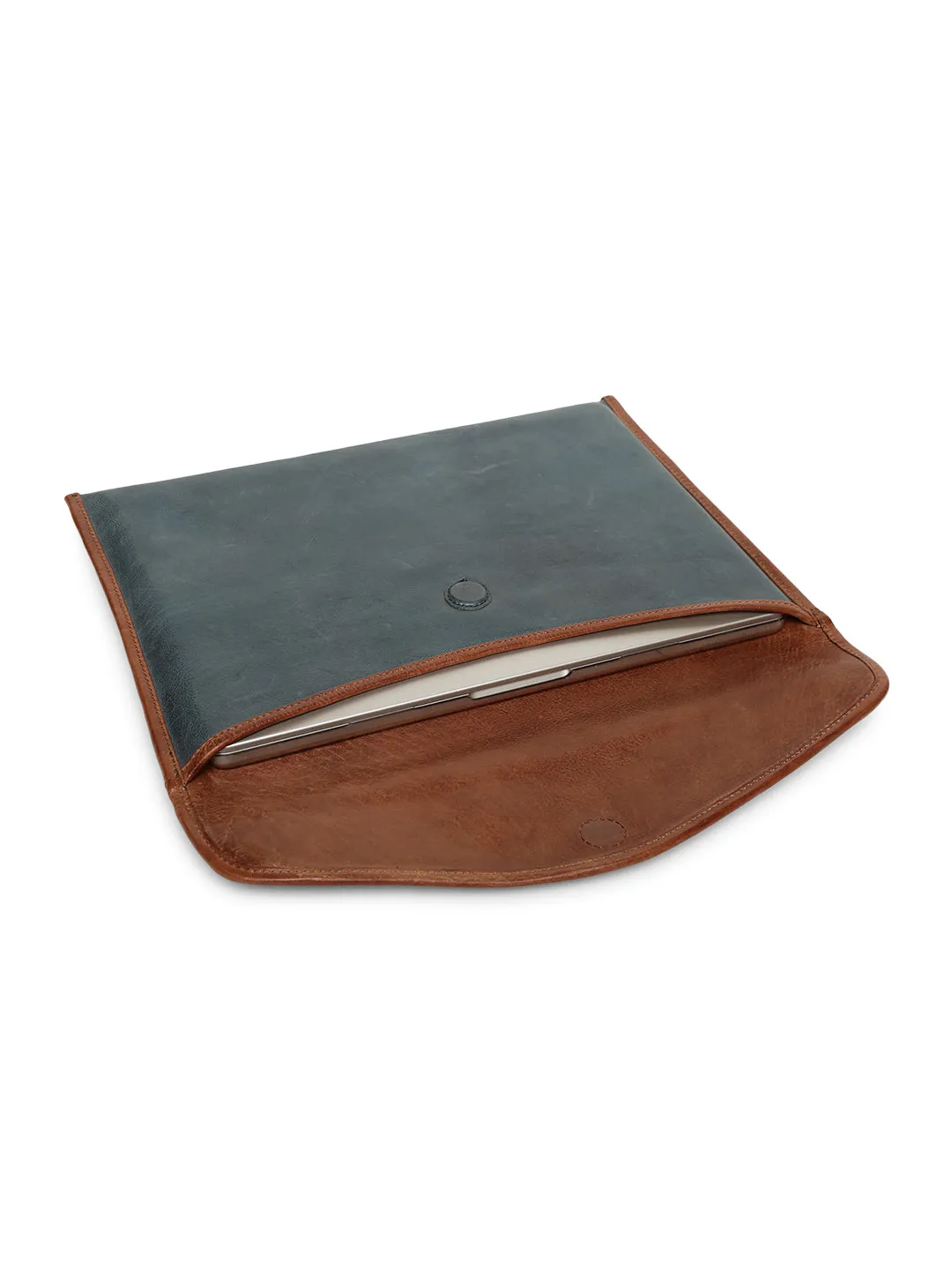 SleekSkin: Navy Genuine Leather Laptop Sleeves
