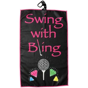 Swing With Bling Waffle Golf Towel
