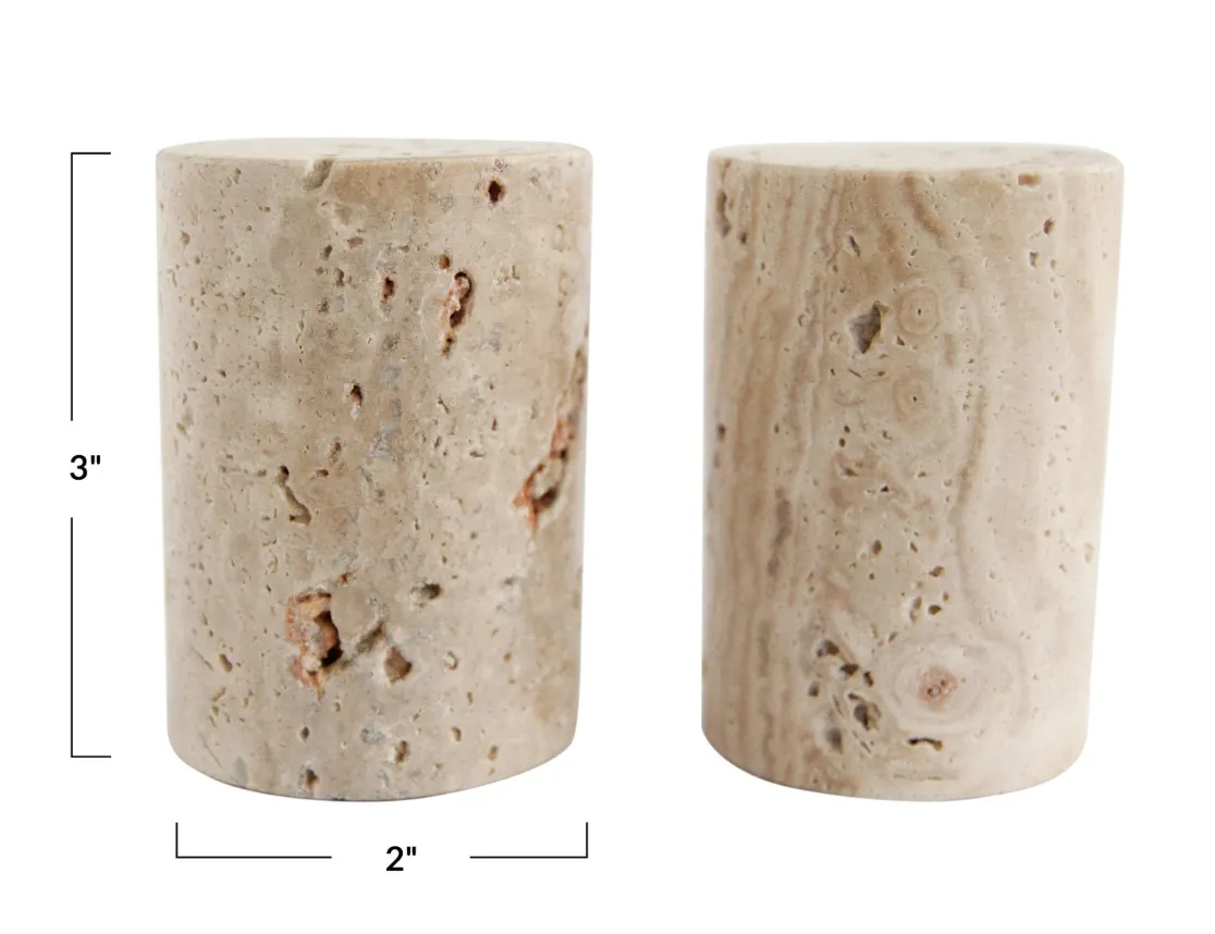 Travertine Salt   Pepper Set of 2
