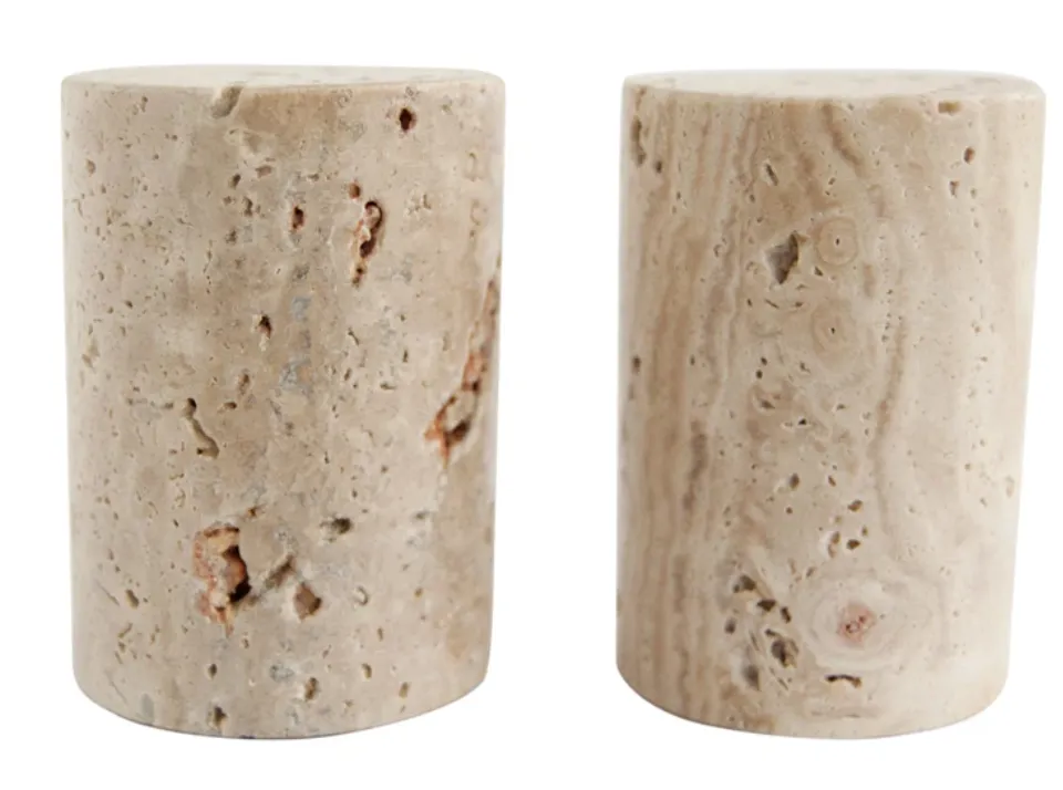 Travertine Salt   Pepper Set of 2