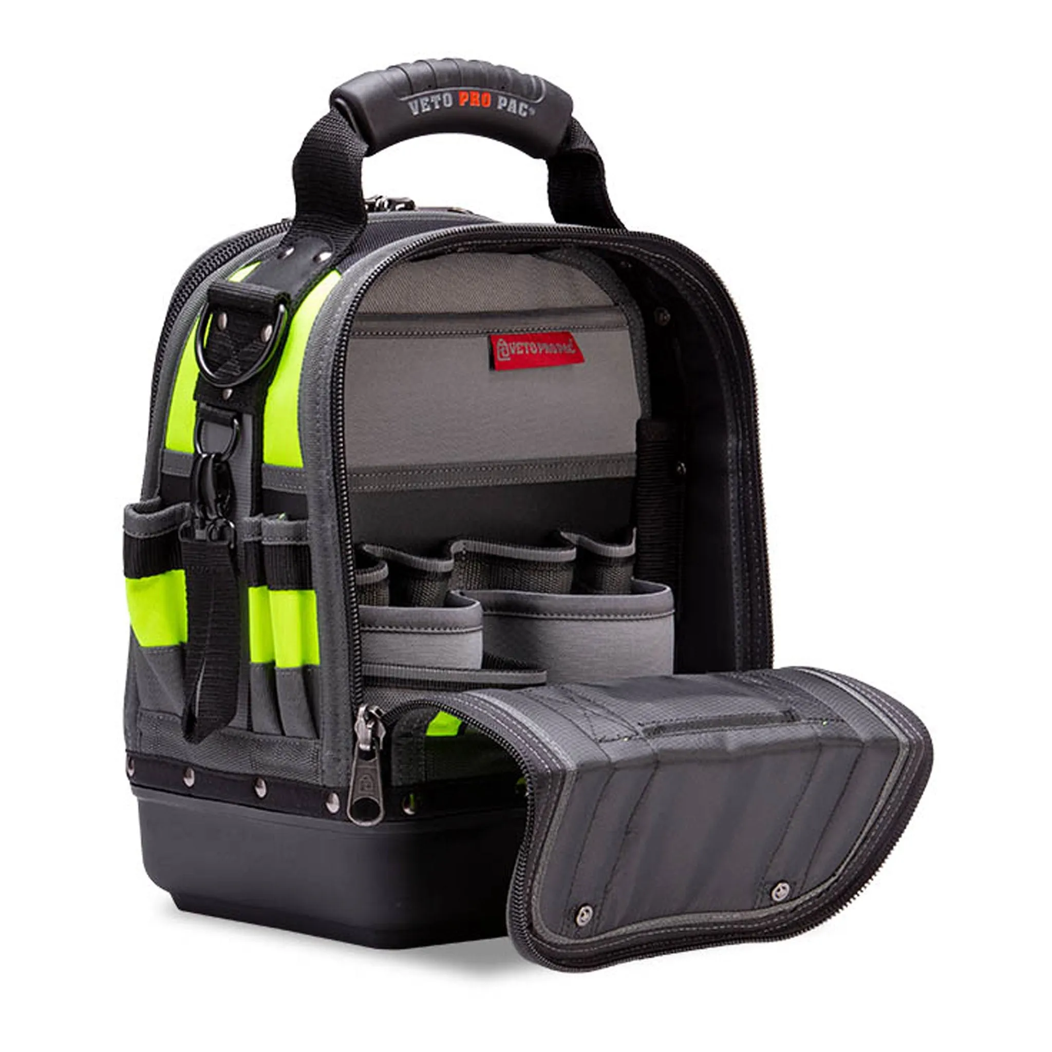 Veto Pro Pac TECH-MCT HI-VIZ YELLOW 44-Pocket Compact Tool Bag with Hi-Viz Construction and Reflective Accents