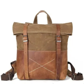 Waxed Canvas With Leather Durable Backpack
