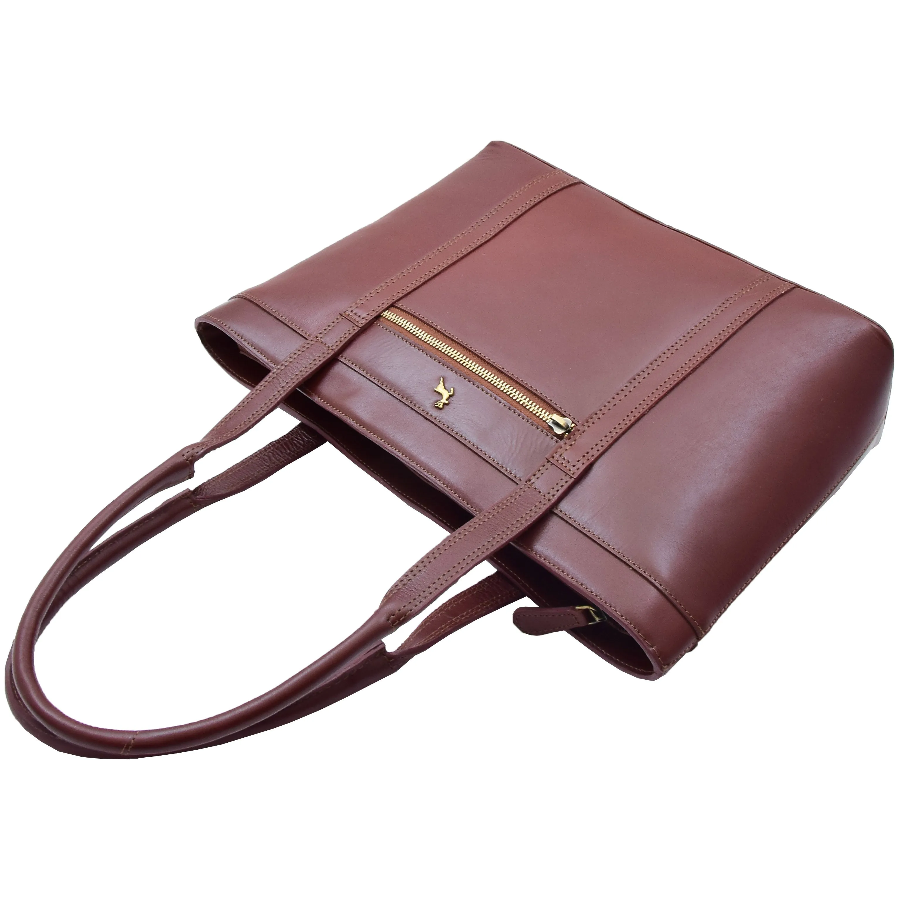 Womens Real Leather Shoulder Bag Large Hobo Handbag Lucy Chestnut