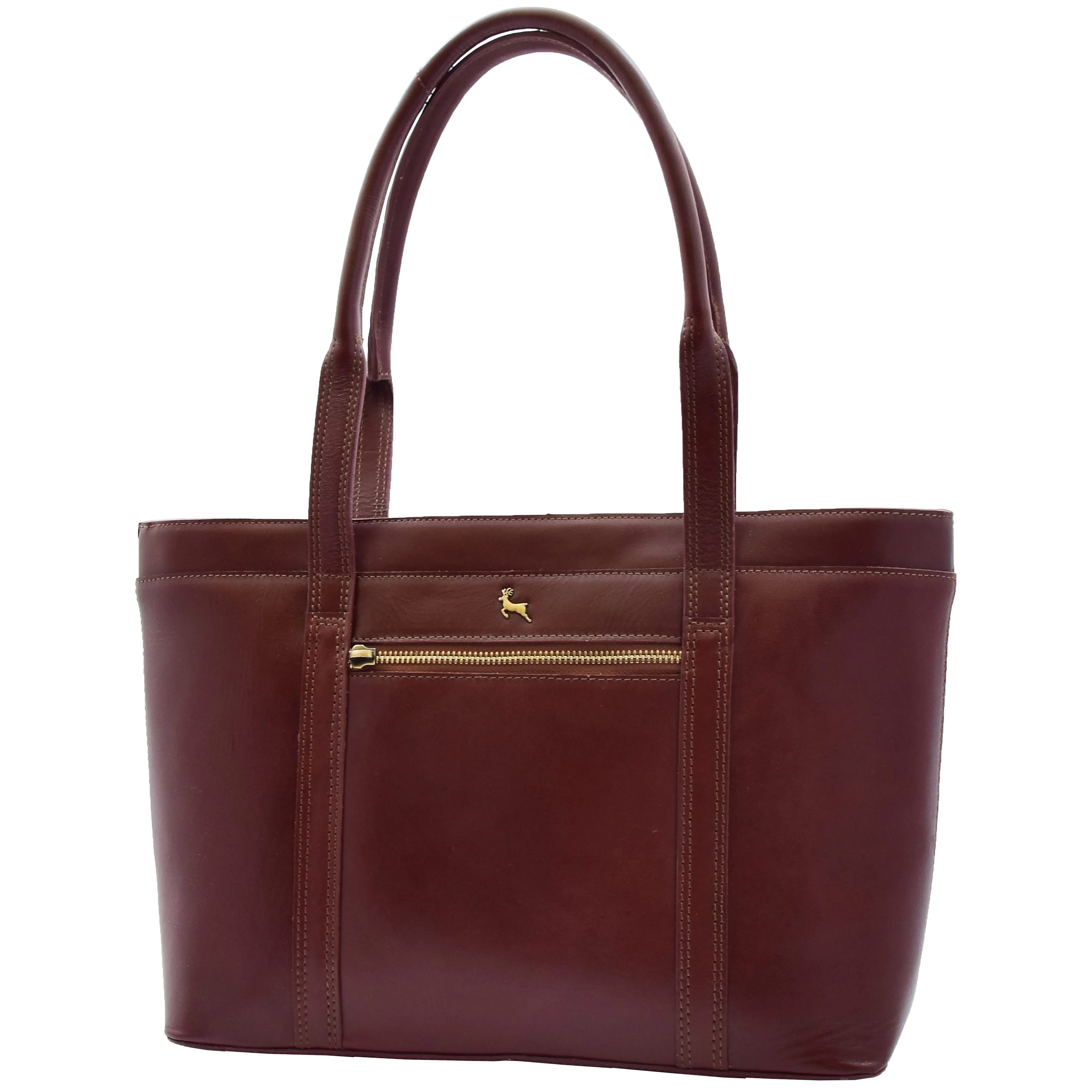 Womens Real Leather Shoulder Bag Large Hobo Handbag Lucy Chestnut